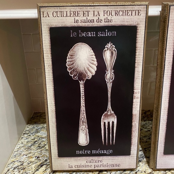 EUC French/Parisian Style Utensil Wall Art Set - Picture 2 of 3